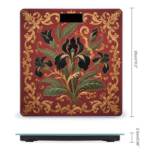 Báscula digital de baño floral vintage negra miniatura 2