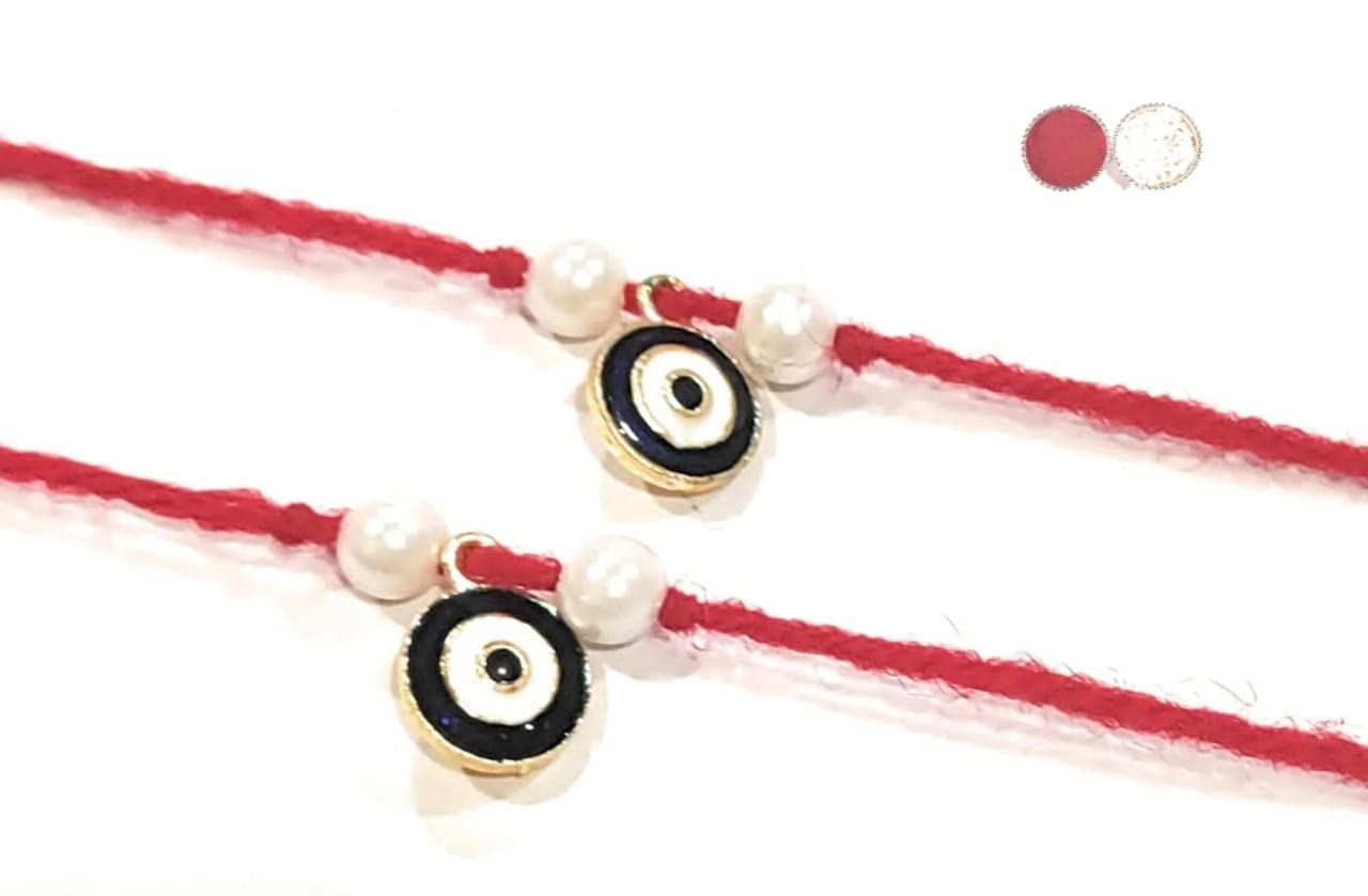 PRAHLL Beautifully Evil Eye Designed Handmade Rakhi with Roli Tilak for Bhaiya/Brother/Bhai for Rakshabandhan (Pack of 2) (B0B63VZB7Y) Amazon Price History, Amazon Price Tracker