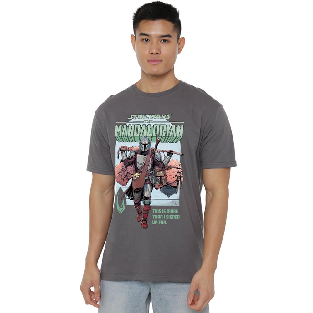 Star Wars Men' Grey The Mandalorian Mandalorian Signed Up Fo in Size S, Sports Direct