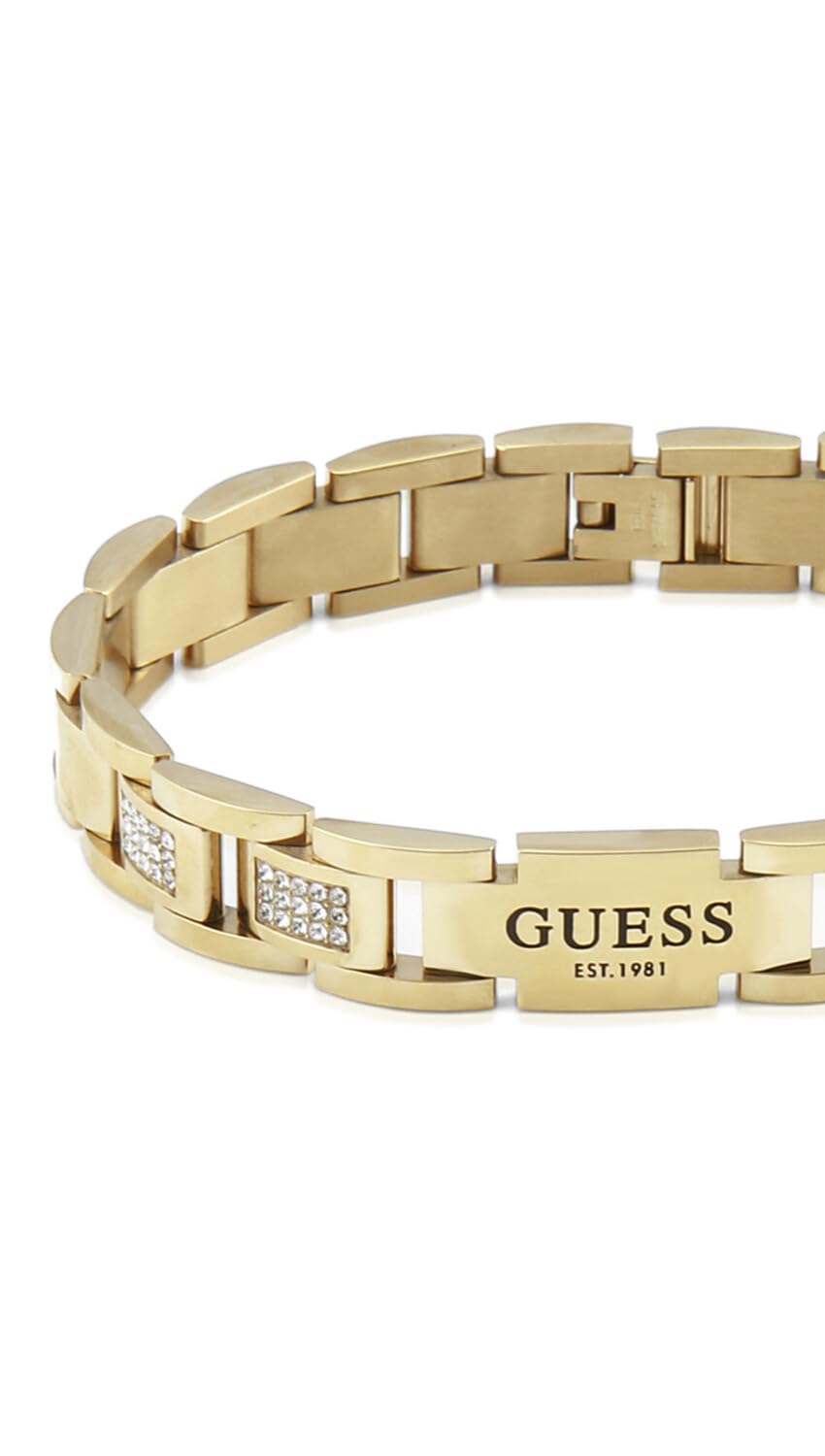 GUESS - Herren Armband für Herren aus Edelstahl, vergoldet, FRONTIERS - Armband - Stahl - Gelbgold legiert - 21.50 cm - Nickelfrei