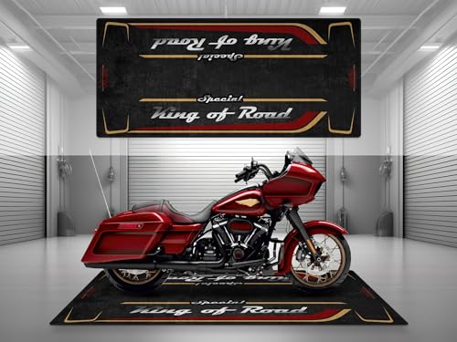 wibeart Tappetino per Moto MPM per Special King of Road, Lavabile, Antiscivolo, Resistente all'olio e all'Acqua, per Garage, Showroom | Rosso Antico Sbiadito - Taglia 2 : 102 x 47/260 x 120 cm
