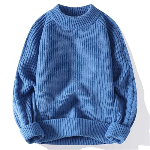 Mens Knitted Sweaters Round Neck Long Sleeve Casual Pullover Autumn Winter Male Soild Color Warm Sweater4