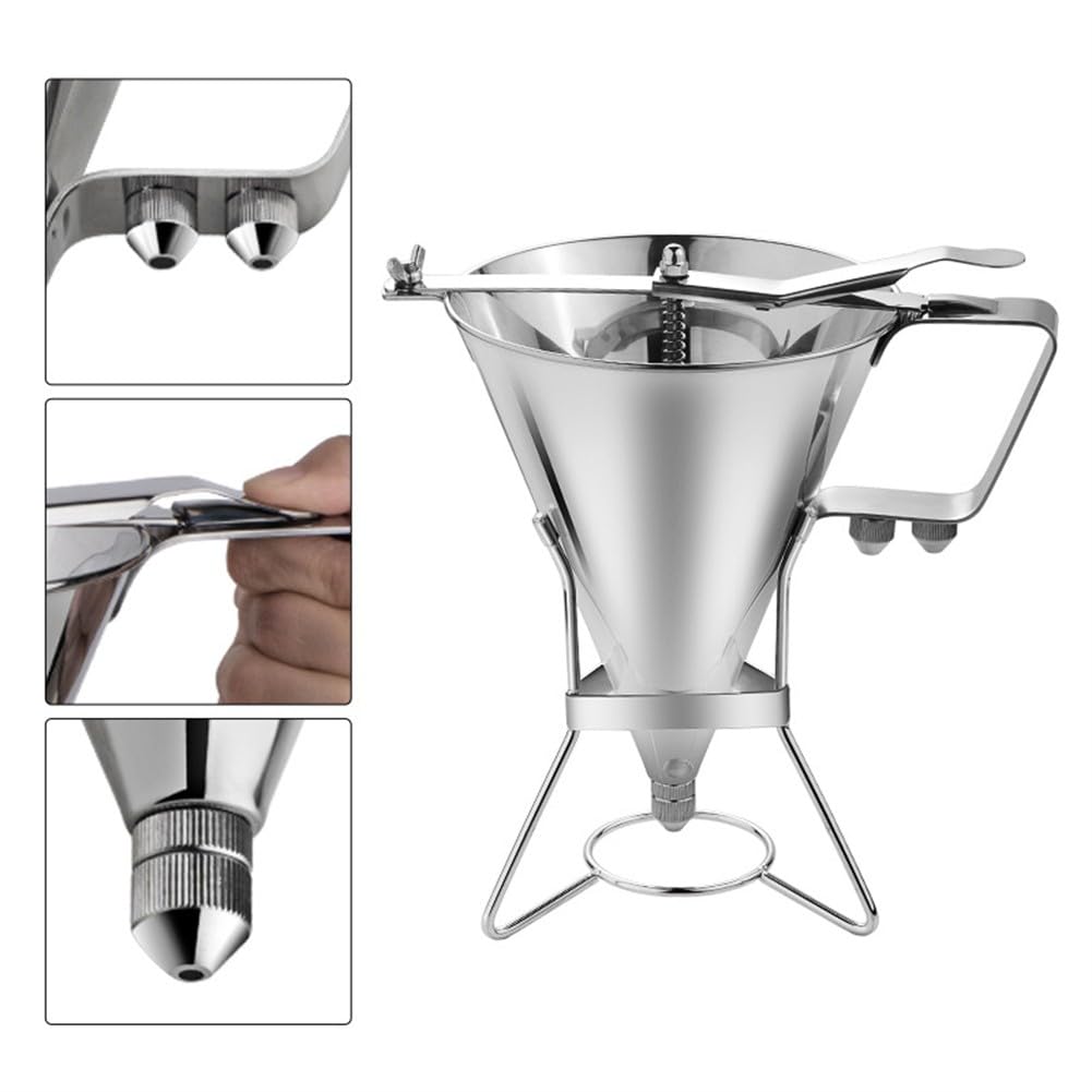 FACAIIO 1800 ml für Edelstahl Teigspender Pfannkuchen Cupcakes Federgriff 3 austauschbare Düsen