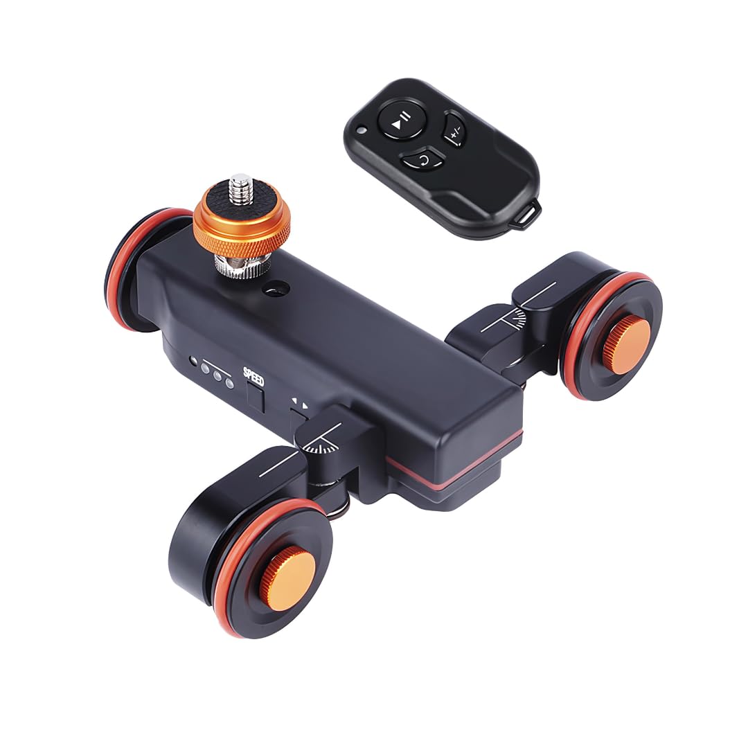 YUGAM 3-Wheels Motorized Electric Camera Slider Car for DSLR Cameras | Remote Control | Adjustable | Universal Compatibility