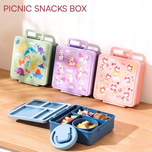 Image of House of Quirk 'NomNom' Space Print Bento Lunch Box, 1800ml with 300ml Removable Bowl, Microwave Safe Lunch Box with Spoon, Fork & Knife for Kids, School, Office, Picnic & Travel (Blue)