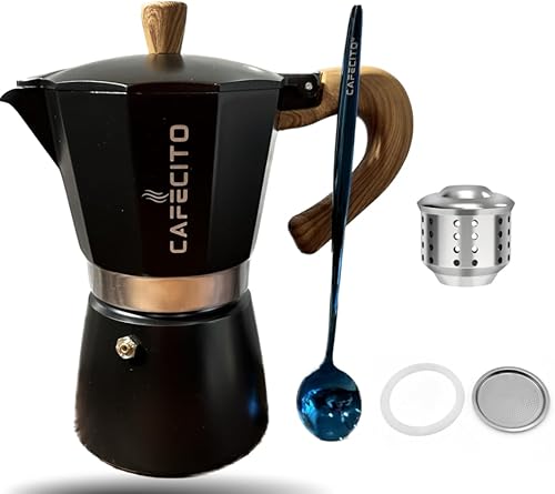 Cafecito Moka Pot Blue - Juego de regalo ejecutivo Válvula antisalpicaduras de acero inoxidablefiltro de pantalla y junta de sello de silicona 6