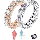 Moissanite Magnetology Lymphvity Ring, Magnetic Rings for Women Weight Loss, Magnetic Zircon Shaping Cross Full Moissanite Diamond Ring, Unclog Bloodstream and Lymph Nodes (9, Rose Gold+Purple)
