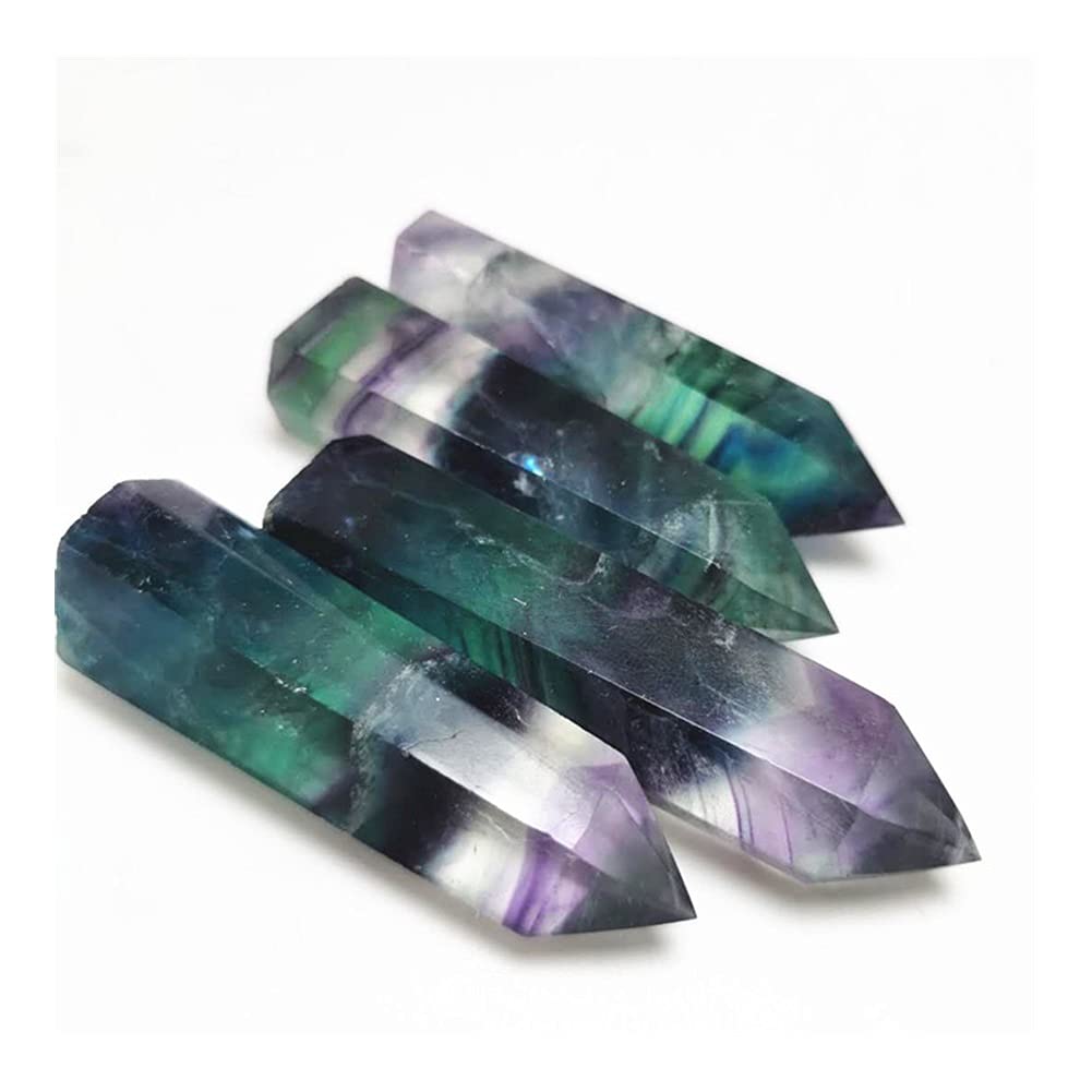 Natürlicher Streifen-Fluorit-Kristall, sechseckiger Punkt, Quarzkristall, Steinpunkt, Meditationsgeschenk ERTEYIN