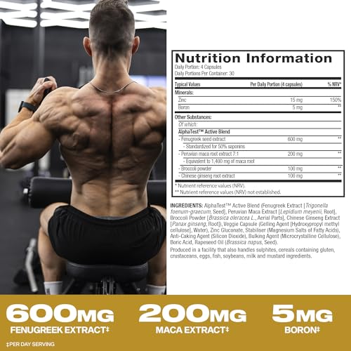 MuscleTech AlphaTest Testosterone Booster Supplement for Men, Workout Supplement, Muscle Strength Builder for Men, 200mg Maca Extract, Zinc & Boron, 120 Capsules, 30 Servings - Image 5