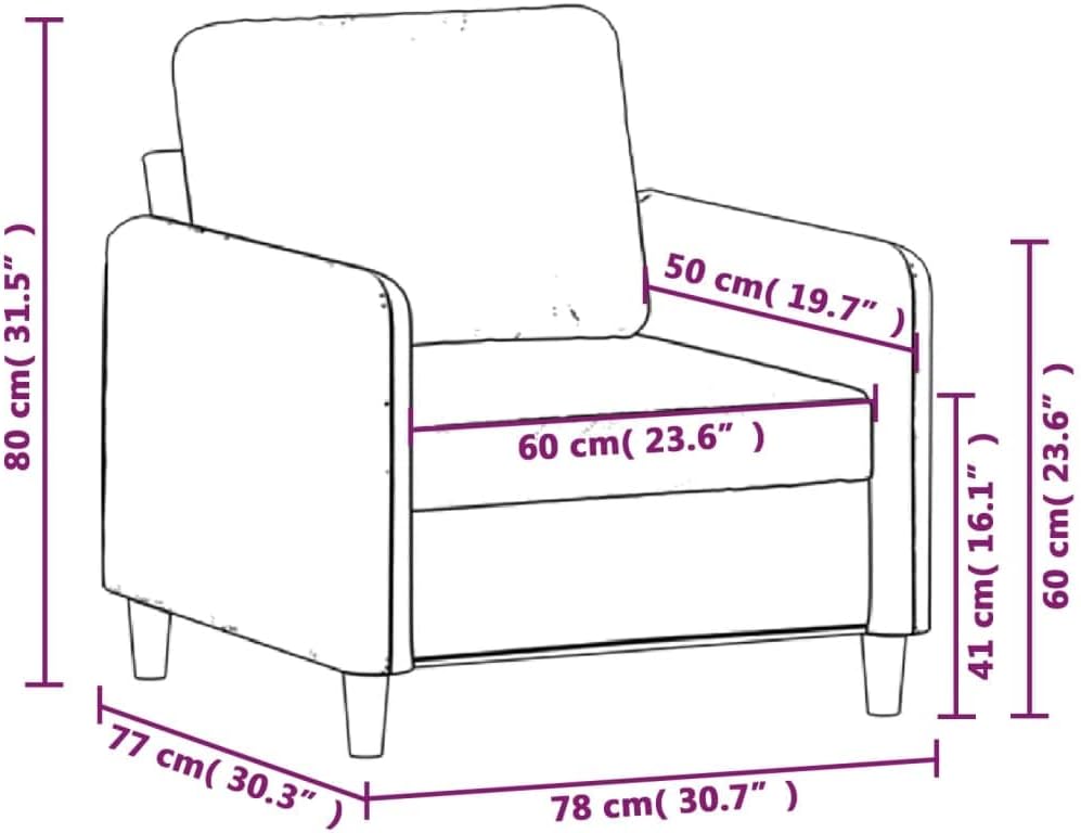 Sofa Chair Light Grey Polyester Living Room Furniture