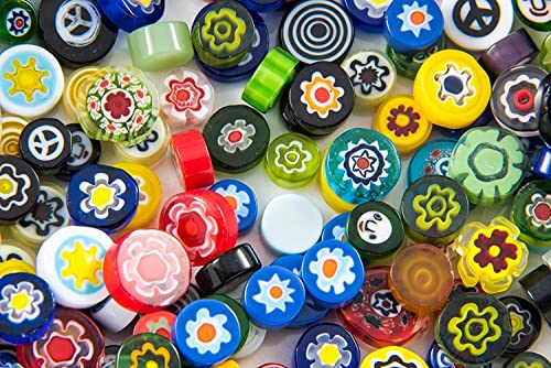 Devardi Glass COE 90 Premium Millefiori 2 oz., Mix #1 Assorted Colors Fusing, Mosaics