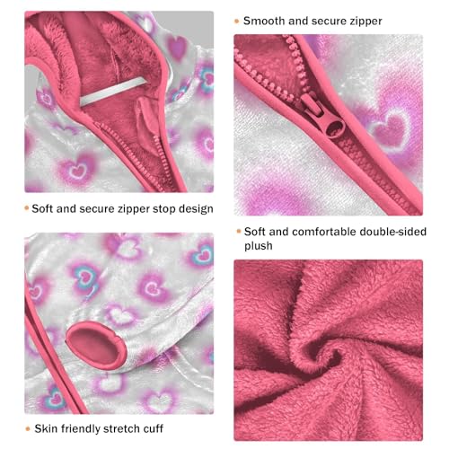 Burning Heart Toddler Fleece Jacket Baby Girls Hooded Zipper Long Sleeve Thick Warm Outerwear 3-10 Years3