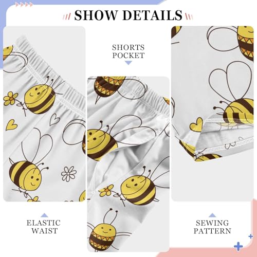 ZZXXB Bee Flowers Boys Long Pants Soft Trousers Elastic Waist Kids Lounge Bottoms with Pockets S-XL4