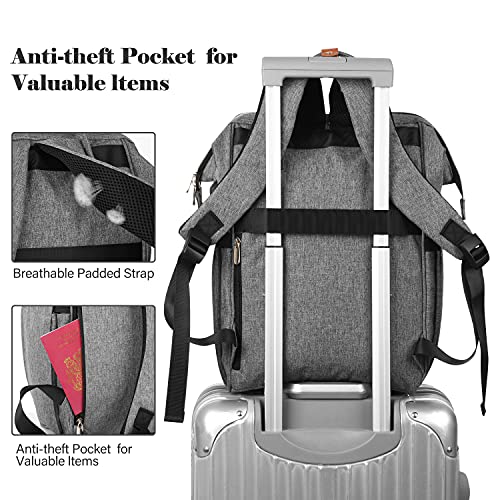 MOMUVO Laptop Backpack for Women, Grey, 17.3 Inch, with USB Charging Port, Dimension-11.2"L x 7.8"W x 17"H, 25L Capacity, 2 Compartments, 18 Pockets 6