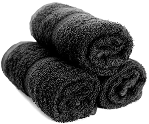 Image of SIMPLI-MAGIC 79178 Cotton Hand Towels, 16 inchx27 inch, Black, Not Bleach Proof, 12 Count