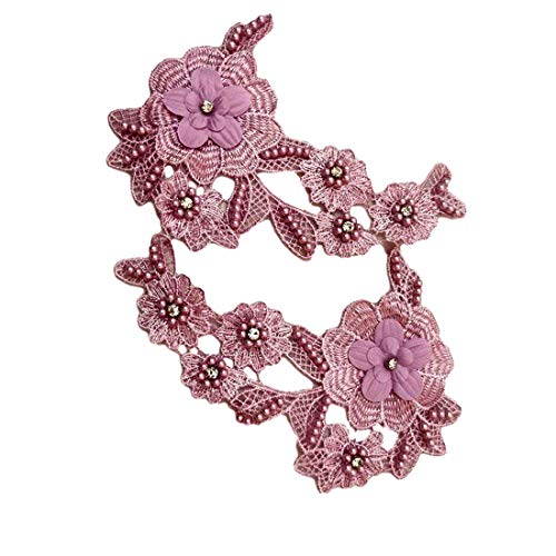 Idopy 1 paire 3D fleur perlé bricolage Patch brodé ornements garniture Applique pour Jeans robe sac Cover