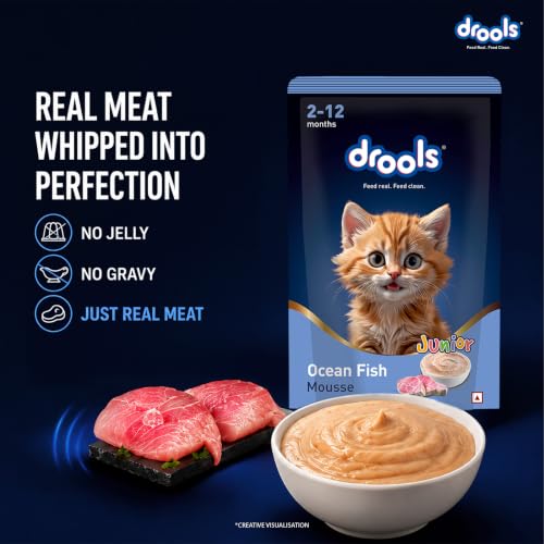 Image of Drools Kitten Wet Mousse 80g | Ocean Fish | High Protein | Promotes Hydration & Easy Digestion | Grain Free | No Artificial Additives | Enriched with Vitamins & Antioxidants
