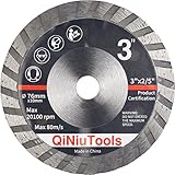 QiNiuTools 3 Inch 76mm Diamond Turbo Cutting Blade for Ceramics Porcelain Marble Granite Stones Ceme