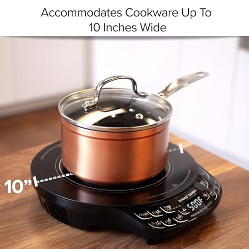 Nuwave Diamond Precision Induction Cooktop, New & Improved, 1400 Watts, 91 Temps 50°F to 500°F, 6.5” Heating Coil, Shatter-Proof Ceramic Glass, 3 Wattage Settings, Ideal for Dorms, RVs & Small Apts