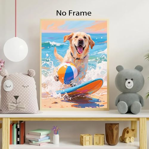 Image of Frimeeme Dog on The Beach Canvas Wall Art, 8x10, Set of 6