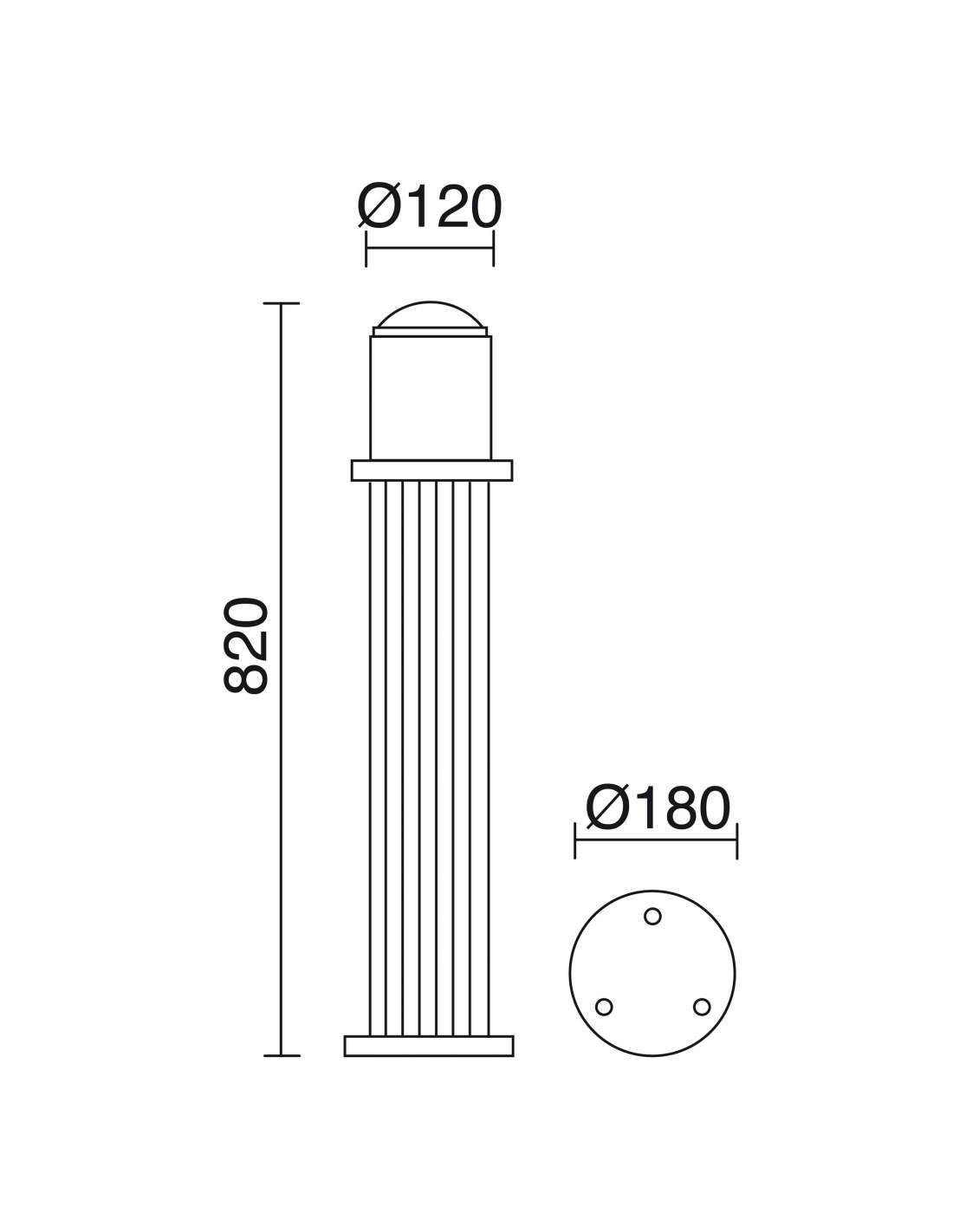 Baliza COK IP55 E27 100W 82cm Ng.