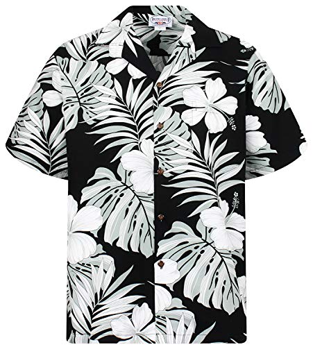 Chemise Hawaïenne d'origine Pacific Legend noire à fleurs pour hommes du S au 4XL
