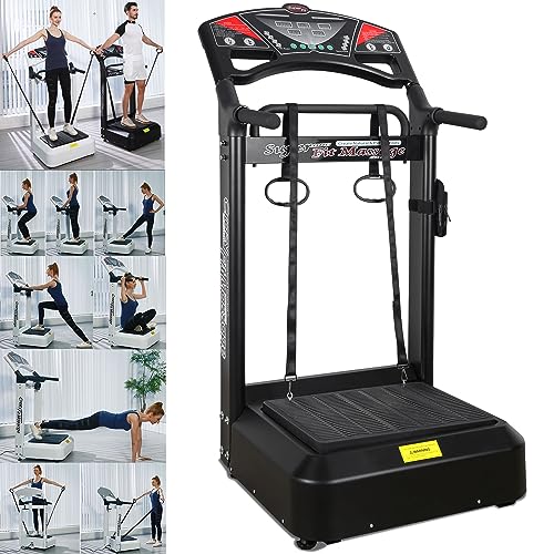 DQGM Vibrating Plate Exercise Machine, Whole Body Vibration Platform with Arm Vibrating Pull Bands, Cardio Training Fitness Vibration Equipment for Home Gym Workout