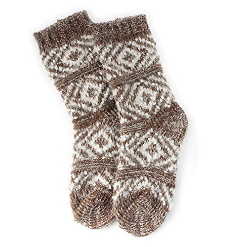 BambooMN Womens Slipper Socks - Thick Vintage Sweater Patterned Cabin Crew Socks2