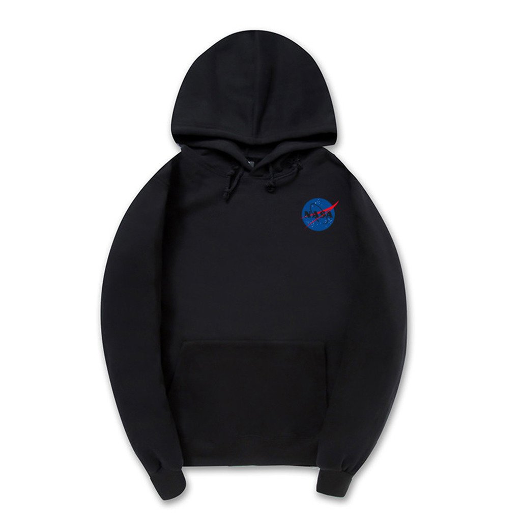 CORIRESHA Fashion NASA Logo Print Hoodie Sweatshirt with Pocket(Smaller Than Standard Size)
