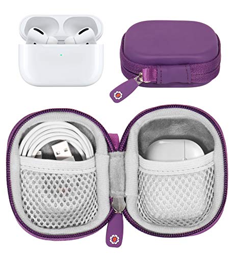 WGear Protective Case for Airpods Pro, Airpods 2, Airpods 1; Samsung Galaxy Buds Pro, Galaxy Buds 2, Galaxy Buds and Universal for Other True Wireless Earbuds, mesh Accessories Pocket (Purple)