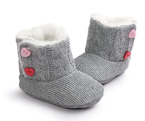 ZUMUii Butterme Bébés garçons Filles Douce Sole Anti Slip bébé d'hiver au Chaud Fourrure tricotée Prewalker Chaussures Bouton Bottes de Neige Chaussette Coeur Crib