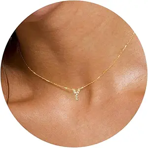 Initial Heart Necklaces for Women - Dainty Cute Necklace Small Layered 14K Gold Plated A-Z Letter CZ Pendant Trendy Satellite Chain Necklaces for Women Non Tarnish Gold Jewelry Set Gift