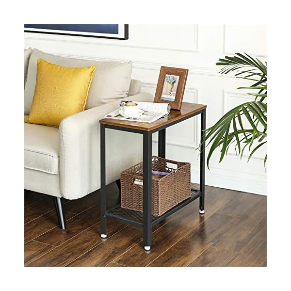 VASAGLE Industrial Side Table, 2-Tier Nightstand with Mesh Shelf, End Table for Small Spaces, Sturdy and Easy Assembly, Wood Look Accent Furniture with Metal Frame, Rustic Brown ULET31BX - Image 5