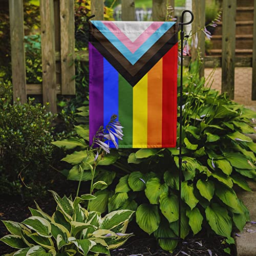 Drapeau de jardin d'extérieur Gay Progress Pride multicolore en polyester double épaisseur