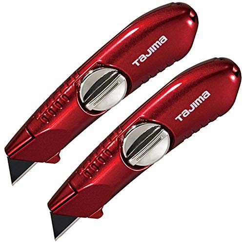 2 Pack Tajima VR-101R VR-Series Fixed-blade Utility Knife with 3 V-REX Blades - Red