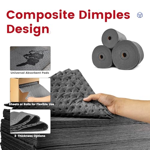 Image of Oil Absorbent Pads 200-Pack | 16 inchx20 inch Oil Spill Mat | Industrial Spill Control for Oil & Water(32 Gal /Box) | Gray Absorbing Sheets