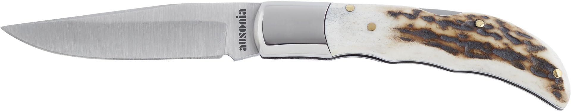 AUSONIA - 23247 COLTELLO TASCA CACCIA CACCIATORI DA 19 CM CON LAMA INOX DA 7,5 CM E MANICO IN CORNO DI CERVO