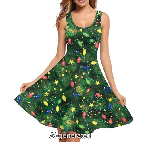 Image of Dreaweet Casual Sleeveless Dresses for Women Girls, Round Neck Tank Dresses with Pockets Summer Sundress Size XS-4XL
