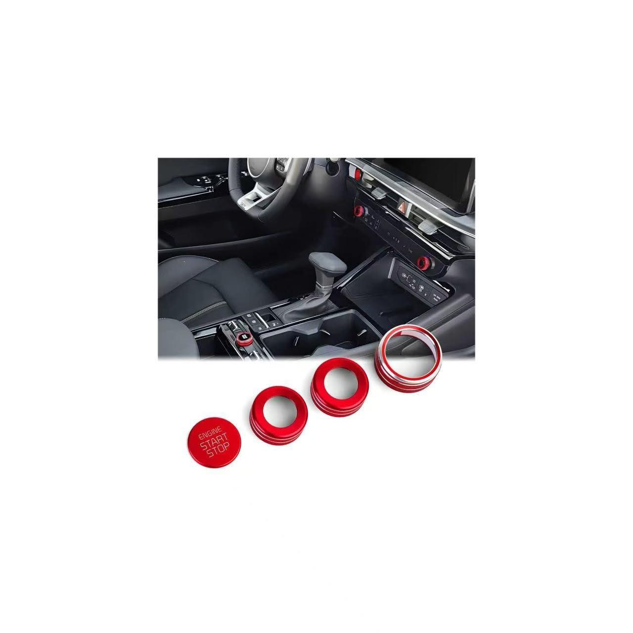 for 2025-2026 Kia K5 Accessories (EX/LXS/GT/GT-Line), DvlynAuroa 4PCS Aluminum Decorative Switch Ring Trims Cover Set (Red) – Interior Upgrade, Scratch-Resistant, Non-Slip, Easy Install