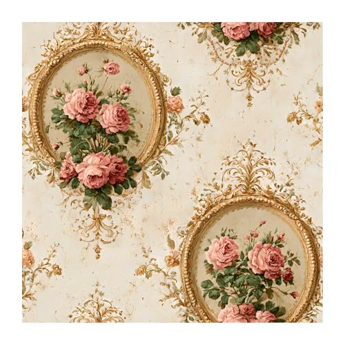 Image of PAPER PLANE DESIGN Vintage Floral Vinyl Self Adhesive Wallpaper Peel & Stick, Waterproof, Stain-Proof & Easy to Clean | 16 in X 90 in, Decor for Bedroom, Hallway, Living Room (D)