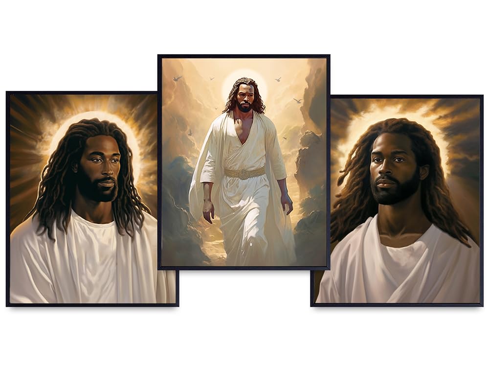 masculine Christian Gifts for African Americans - Jesus Christ Wall Decor Poster for Black Man, Black women, Men - Religious Wall Art for Bedroom -