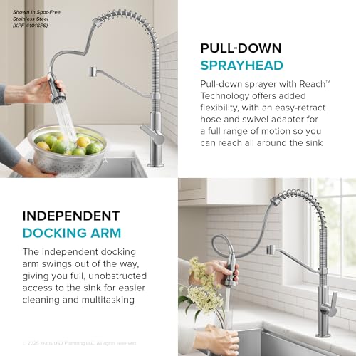 Image of KRAUS Oletto Commercial Style 2-Function Single Handle Pull Down Kitchen Faucet in Matte Black, KPF-2643MB