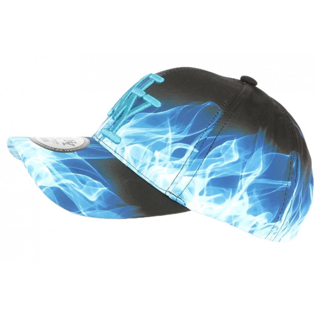 Hip Hop Honour Casquette Enfant Bleue et Noire Streetwear Fire NY Baseball de 7 a 11 Ans - Taille Unique - Orange