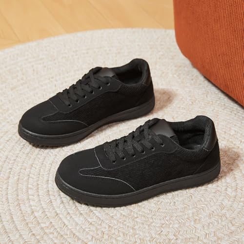 Witwatia Sneakers for Women Suede & Corduroy Trendy Women’s Shoes Non-Slip Walking Shoes with Memory Foam Insole Black US 74