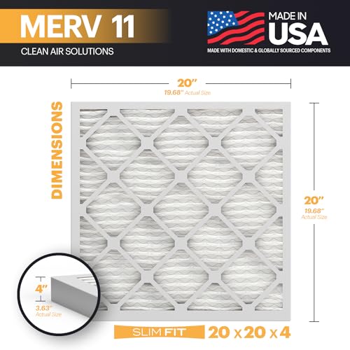 Image of BNX TruFilter 20x20x4 (19.5'' x 19.5'' x 3.63'' Slim Fit) MERV 11 Air Filter 2-Pack - MADE IN USA - Air Conditioner Furnace Filters HVAC AC Furnace Filters for Dust, Pet, Mold, Pollen MPR 1200 FPR 7