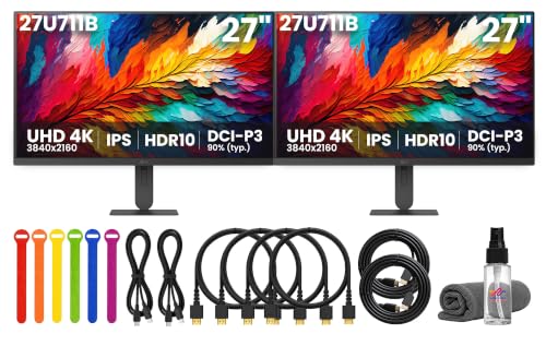 Image of LG Ultrafine U7 27 inch UHD 4K IPS Monitors 27U711-B | 2-Pack Bundle + More |