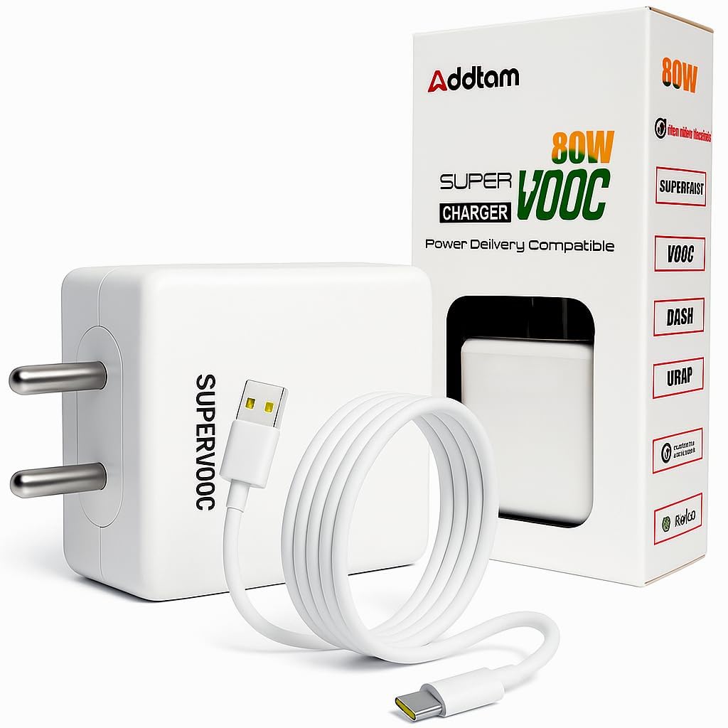 Addtam 80W Supervooc Fast Charger with Type-C 1M Cable|80w USB C Adapter Compatible with Realme/Oneplus/Oppo/Vivo/Redmi/Poco/iQOO/Samsung/Motorola|Support Dart/Dash/UltraDart/Vooc|80-watt Charging-image-17