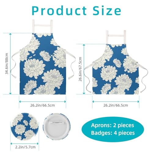 Tablier fleur d'hibiscus de cuisine doux lot de 2 réglable taille universelle - 2