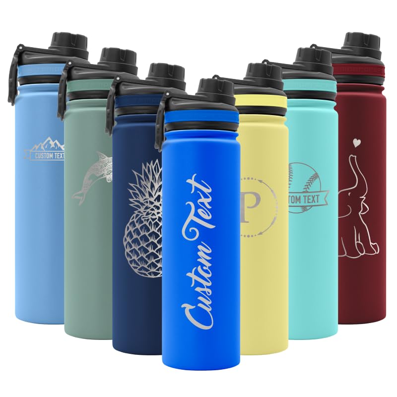Tempercraft 22 oz Vacuum Insulated Sport Bottle | Custom Laser Engraved Options | Stainless Steel, Double-Walled, Wide Mouth