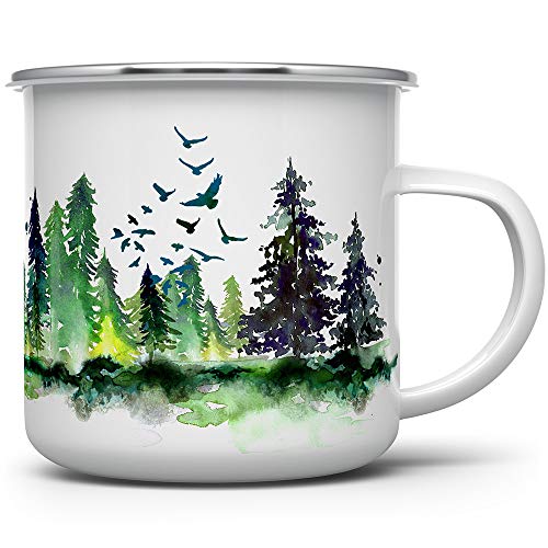 Taza esmaltada de camping blanca 12 oz miniatura 2
